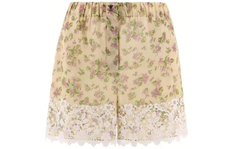 Christian DIOR Floral Printed Lace Detailed Shorts