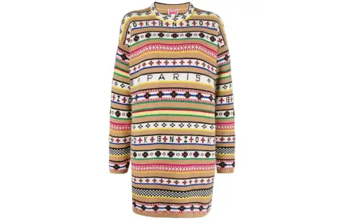Kenzo Intarsia-Knit Long-Sleeved Jumper Dress