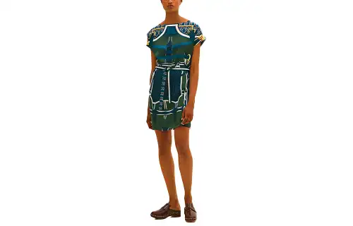 HERMES Short Sleeved Dress Women's Green