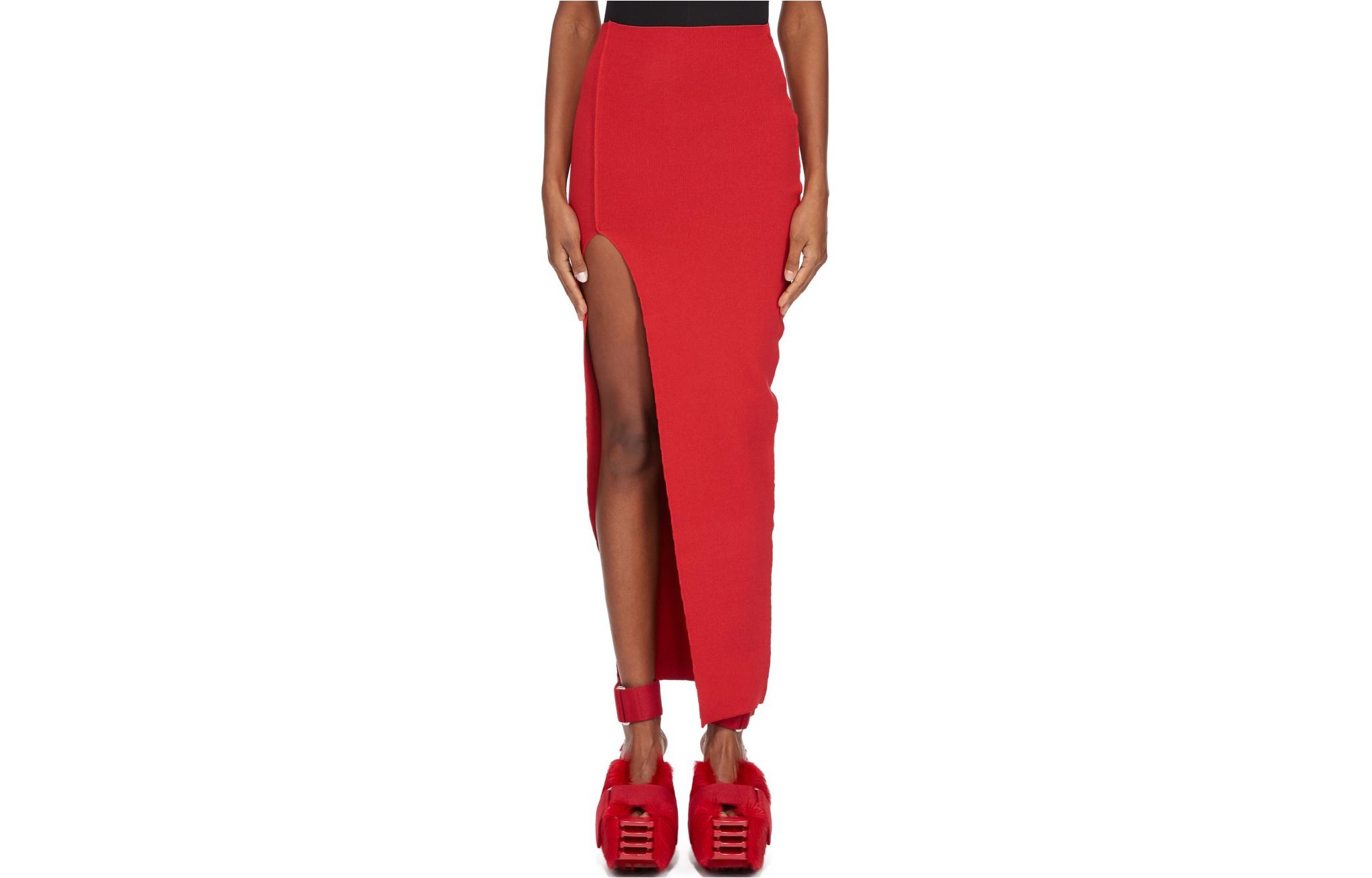 RICK OWENS/RO SS24 Knit Long Skirt Women's Dark Red