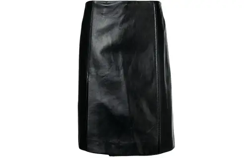 PRADA Leather Long Skirts Women's Black Moderate Mid Length Other