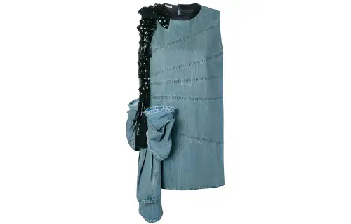 MIU MIU Sleeveless Dresses Women's Blue Crew Neck Moderate
