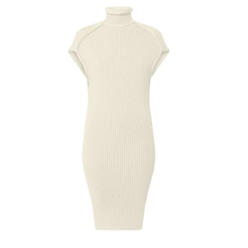 Lv Roll Neck Ribbed Knit Dress