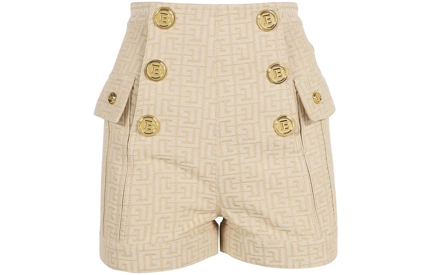 Женские штаны BALMAIN XF1MA010CB65-GID (бежевые)