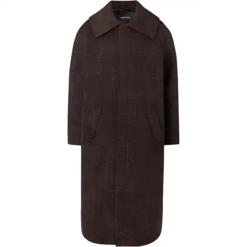 Balenciaga Coats Men's Brown Lapel Moderate Straight Fit