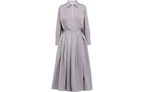 PRADA Long Sleeved Dresses Women's Gray Lapel Moderate