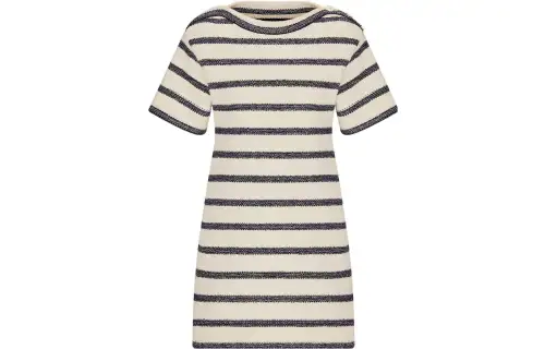 DIOR Short Sleeved Dresses Women's Beige Crew Neck Moderate Short