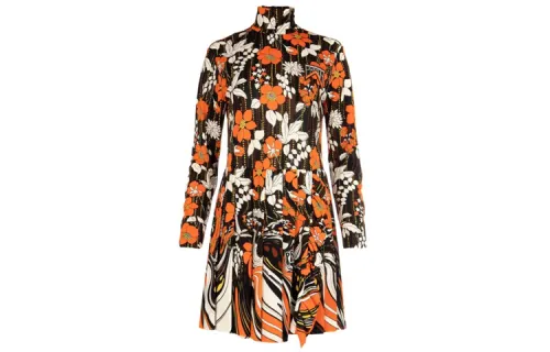 PRADA Long Sleeved Dresses Women's Multicolor Stand Collar Moderate