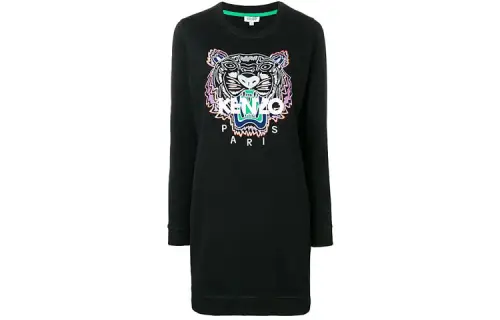 KENZO Long Sleeved Dresses Women's Black Crew Neck Moderate