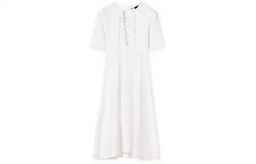 LOEWE Short Sleeved Dresses Women's White V Neck Moderate