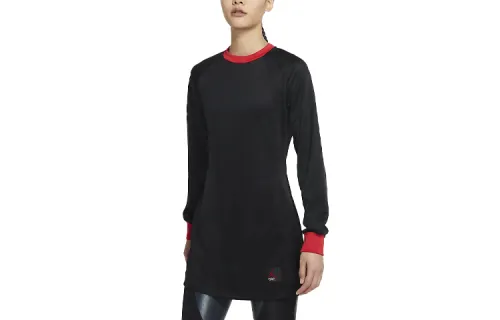 Jordan Long Sleeved Dresses Women's Black Crew Neck Moderate Short