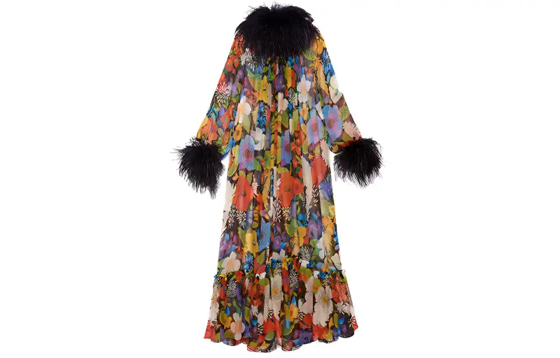 SAINT LAURENT FW21 Long Sleeved Dress Women's Multicolor