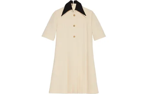 GUCCI SS22 Short Sleeved Dress Women's Ivory White