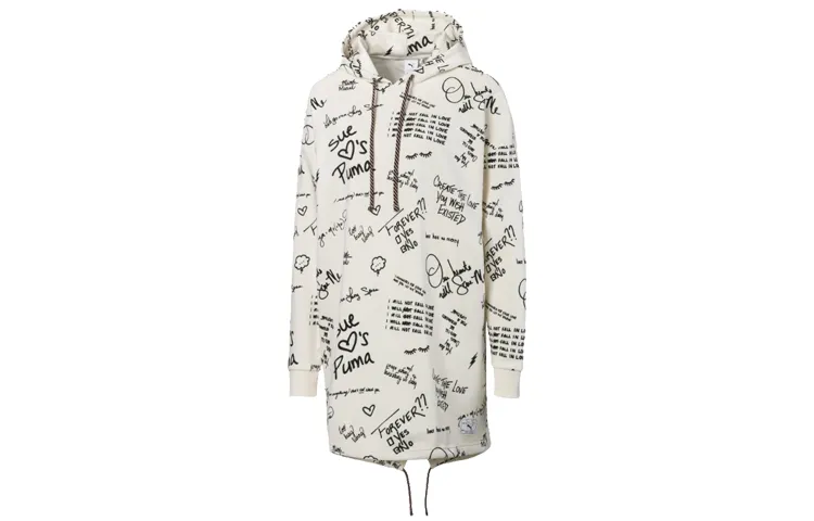 PUMA Long-Sleeved Dresses Women's Ecru Hooded Moderate Mid-Length
