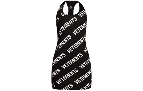 Vetements Sleeveless Dresses Women's Black Crew Neck