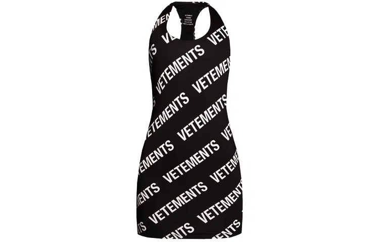 Vetements Sleeveless Dresses Women's Black Crew Neck
