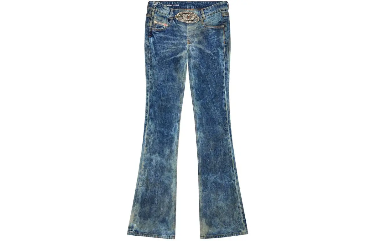 DIESEL Logo Patch Embellished Flared Jeans