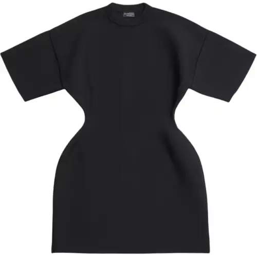 Balenciaga Women's Hourglass Crewneck Short Sleeve Dress Black