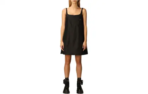 PRADA Sleeveless Dresses Women's Black Square Collar Moderate Short