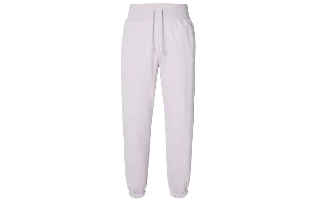 Nike Solid Color Lace Up Casual Loose Fit Fleece Lined Elastic Cuff Knitted Sweatpants Women's Pink