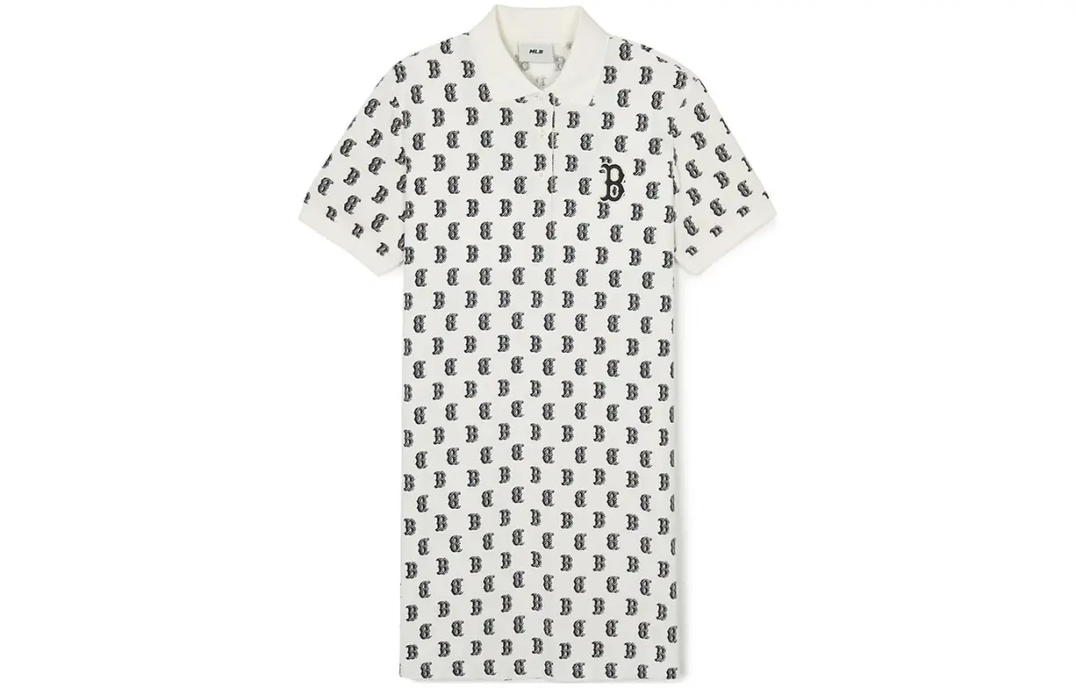 MLB Monogram Short Sleeved Dress Women's Cream