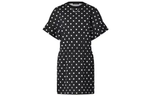 LOUIS VUITTON SS22 Polka Dot Short Sleeved Dress Women's Black