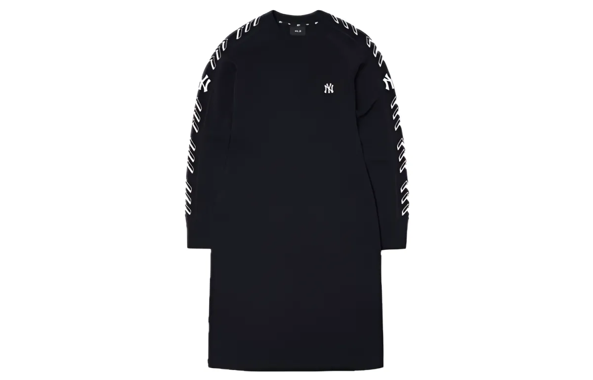 MLB Long-Sleeved Dresses Women's Black Crew Neck Moderate Short