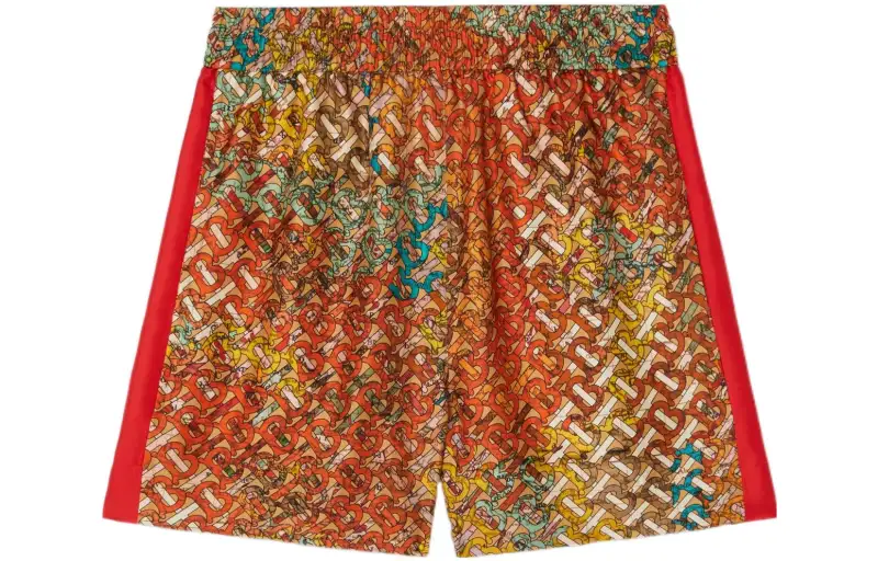 Burberry Bradeston Patterned Silk Shorts Bright Orange