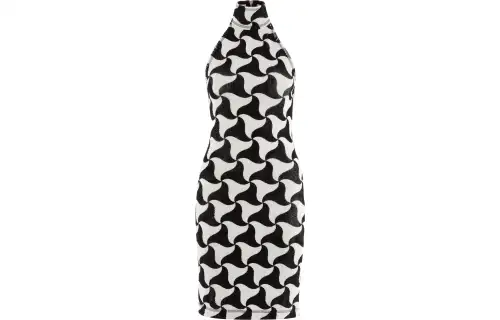 Bottega Veneta SS22 Patterned Print Sleeveless Dress Women's Black