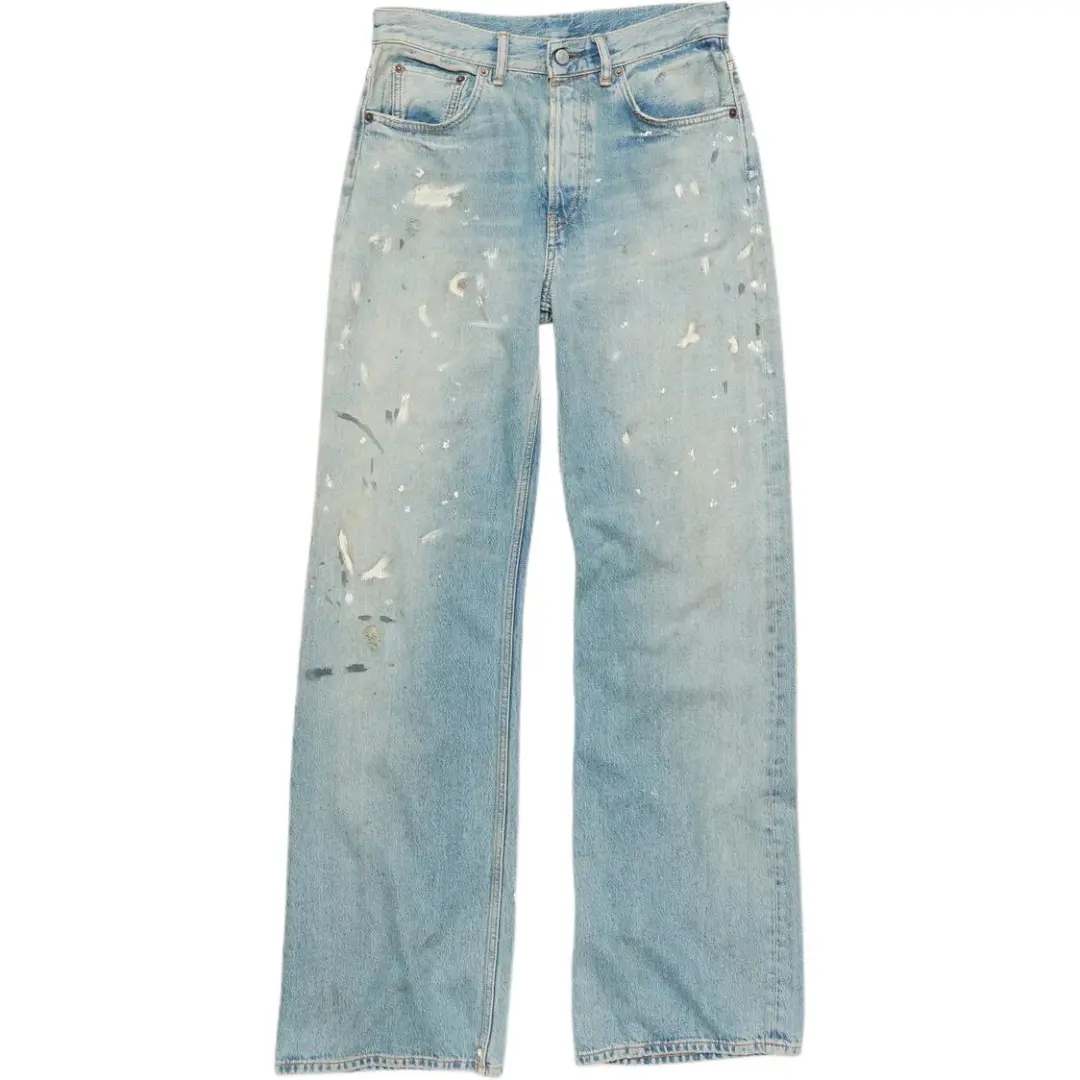 Acne Studios Wide Leg Distressed Jeans