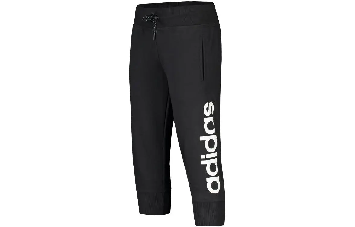 Adidas Knitted Sweatpants Women's Black Moderate Cuffed Pants