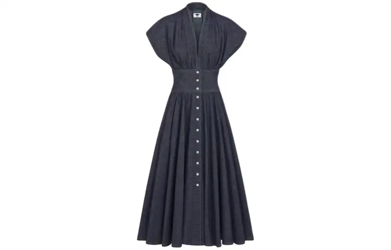 DIOR SS24 Short Sleeved Dress Women's Dark Blue