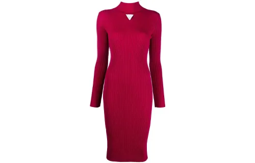 Bottega Veneta Long Sleeved Dress Women's Rose Red