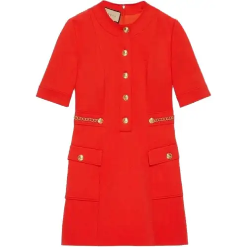 GUCCI Short Sleeved Dress Women's Red