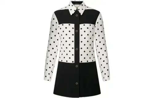 Lv Graphic Polka Dot Mini Shirt Dress