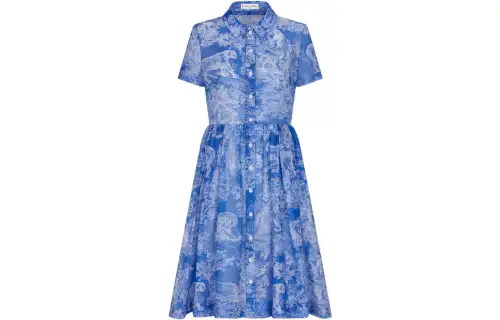DIOR FW22 Short Sleeved Dress Women's Blue