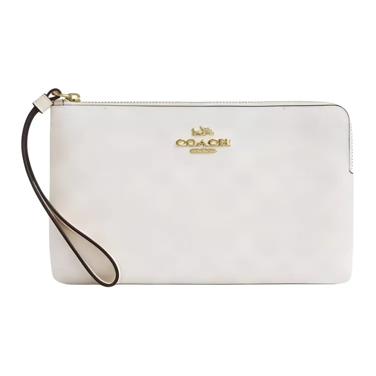 COACH Corner Zip Coated Canvas Clutch Small Women's White