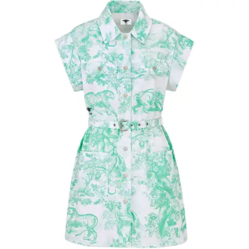 DIOR DIORIVIERA SS24 Short Sleeved Dress Women's Sea Blue