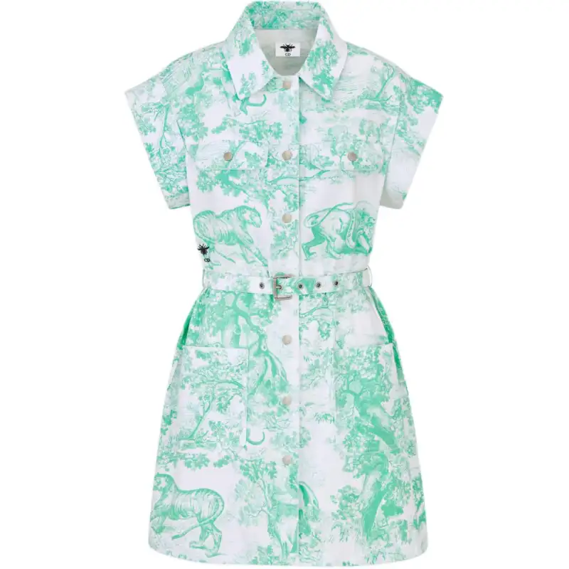 DIOR DIORIVIERA SS24 Short Sleeved Dress Women's Sea Blue