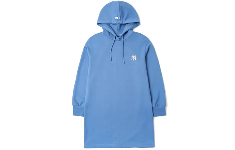 MLB Long-Sleeved Dresses Women's Sky Blue Hooded Moderate Short Bodycon Skirt
