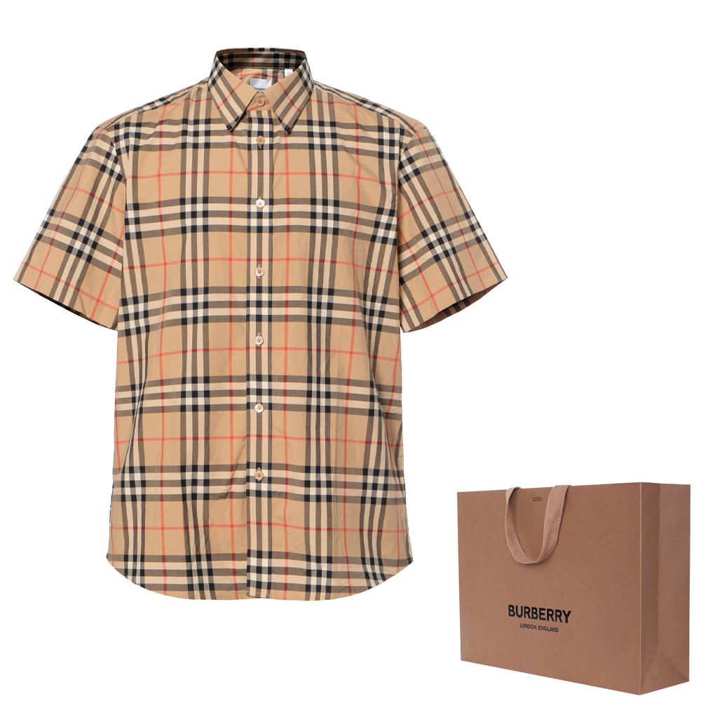 Мужская рубашка Burberry (бежевая) — фото 10