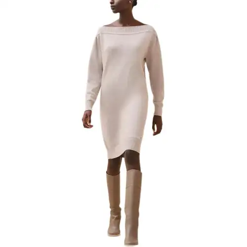 HERMES FW24 Long Sleeved Dress Women's Natural Beige