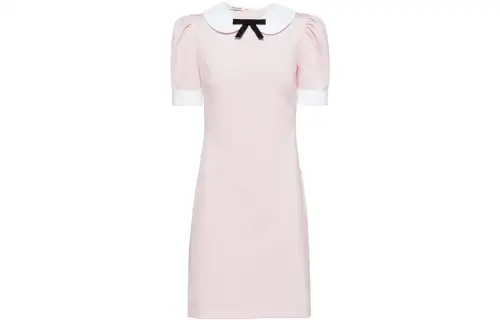 MIU MIU Miu Miu Miu Miu SS22 Doll Collar Simple Fairy Short Sleeve Dress Women's Pink