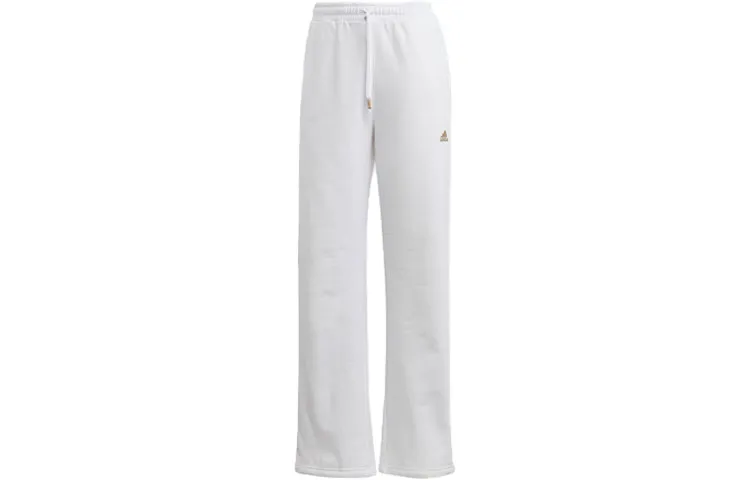 Adidas Embossed Monogram Fleece Pants Knitted Sweatpants Women's White