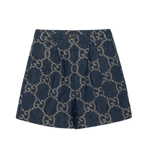 GUCCI Women's Jumbo Gg Denim Shorts Blue/Ivory