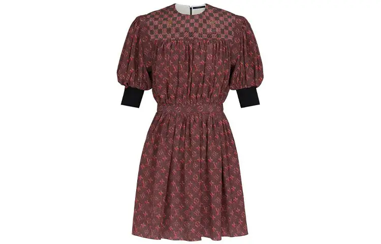 LOUIS VUITTON Short Sleeved Dress Women's Pink