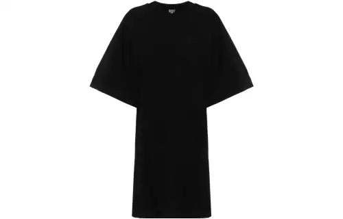 LOEWE Short Sleeved Dresses Women's Black Crew Neck Moderate Short