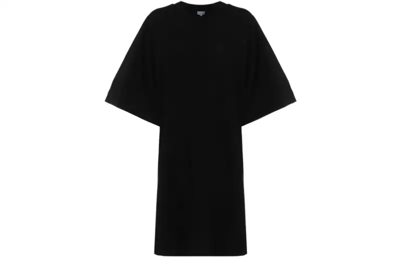 LOEWE Short Sleeved Dresses Women's Black Crew Neck Moderate Short