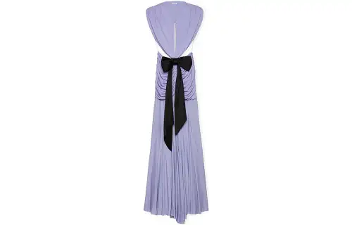 LOEWE Short Sleeved Dresses Women's Light Purple V Neck Moderate Long
