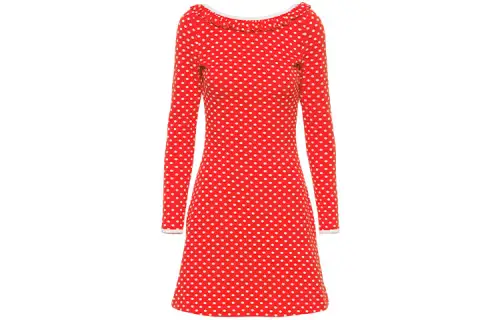 MIU MIU Long Sleeved Dresses Women's Red Boat Neck Moderate Short